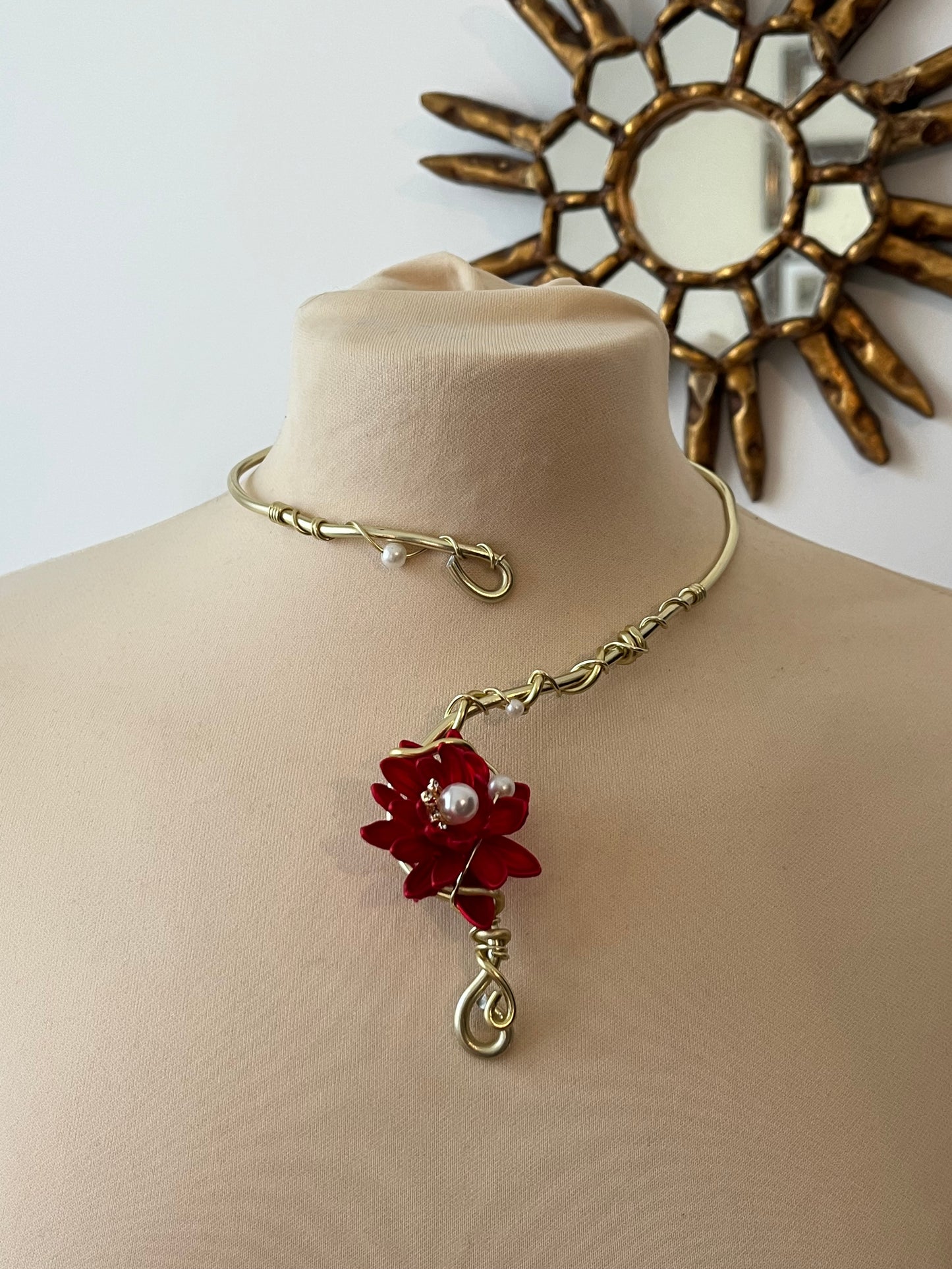 red flower necklace