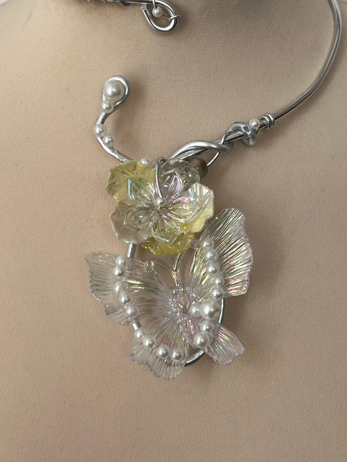 Honeyed Mist butterfly flower necklace