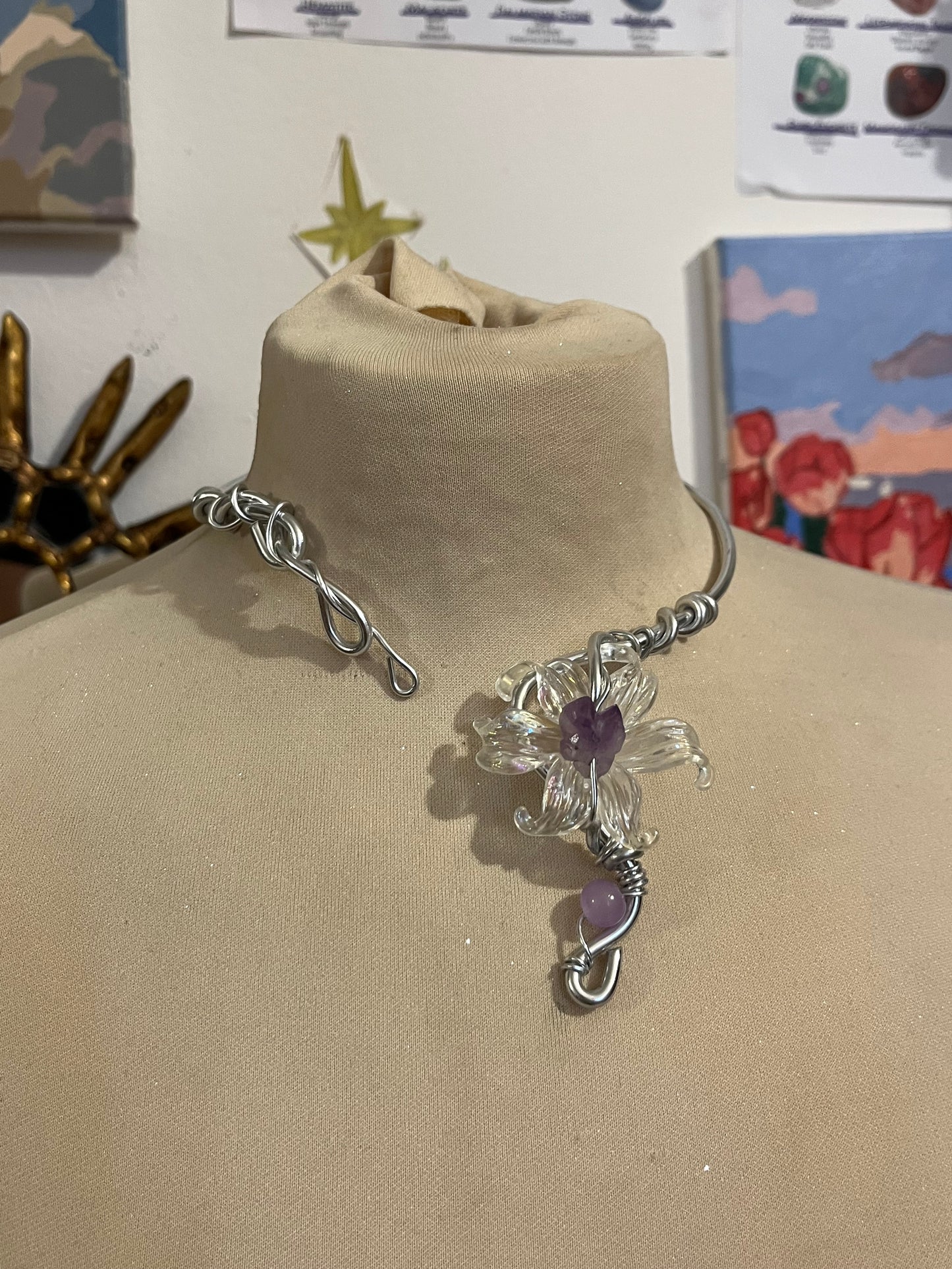 flower necklace AMETISTA