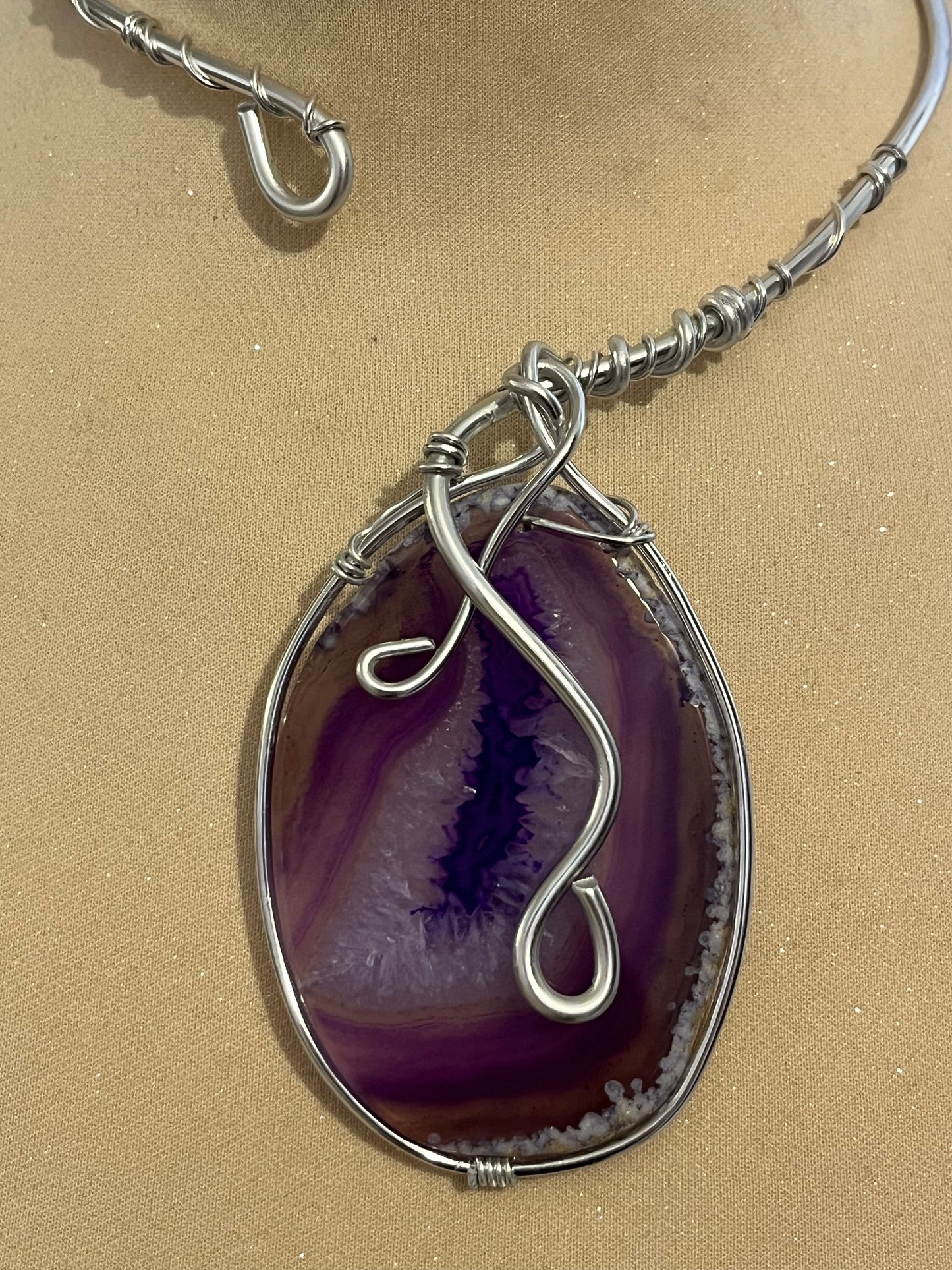 necklace fetta di agata viola