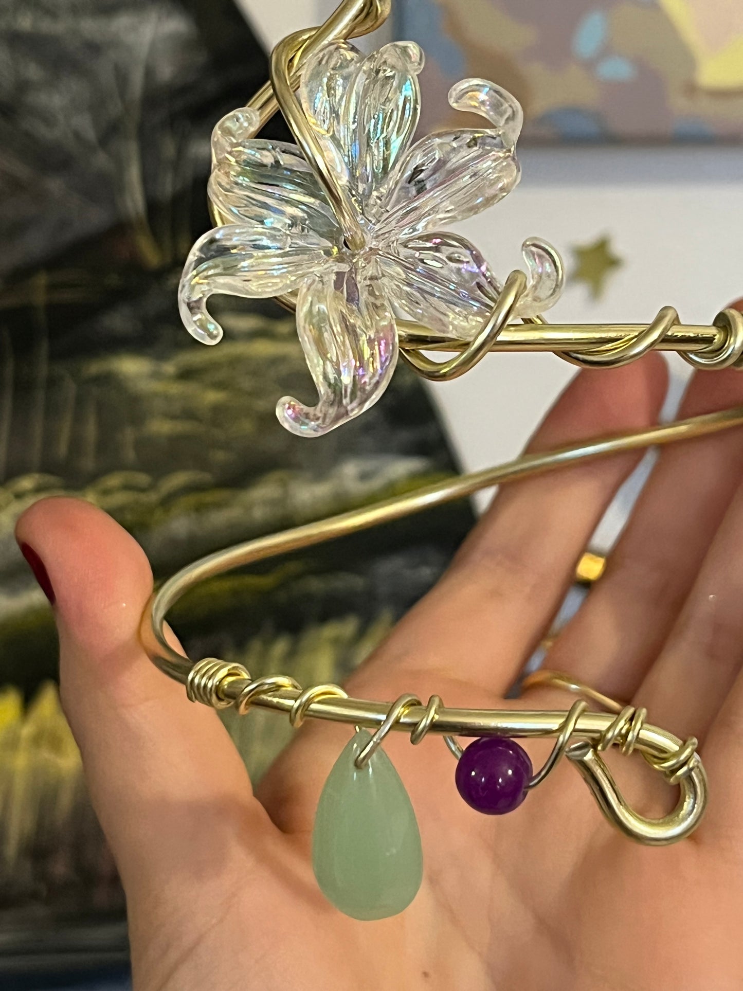 armcuff flower beads green