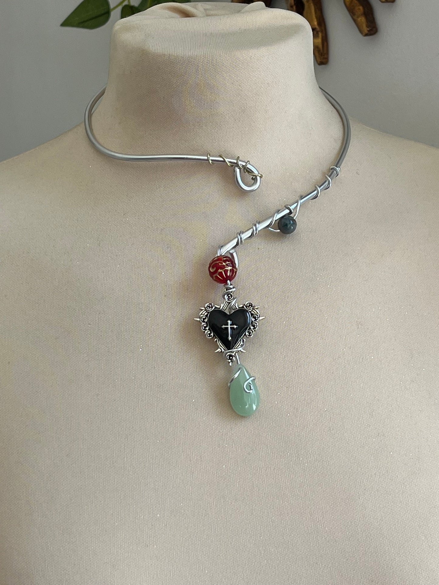 strawberry gothic heart necklace