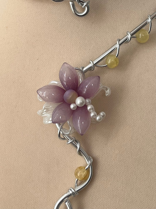 Glass Petal purple necklace