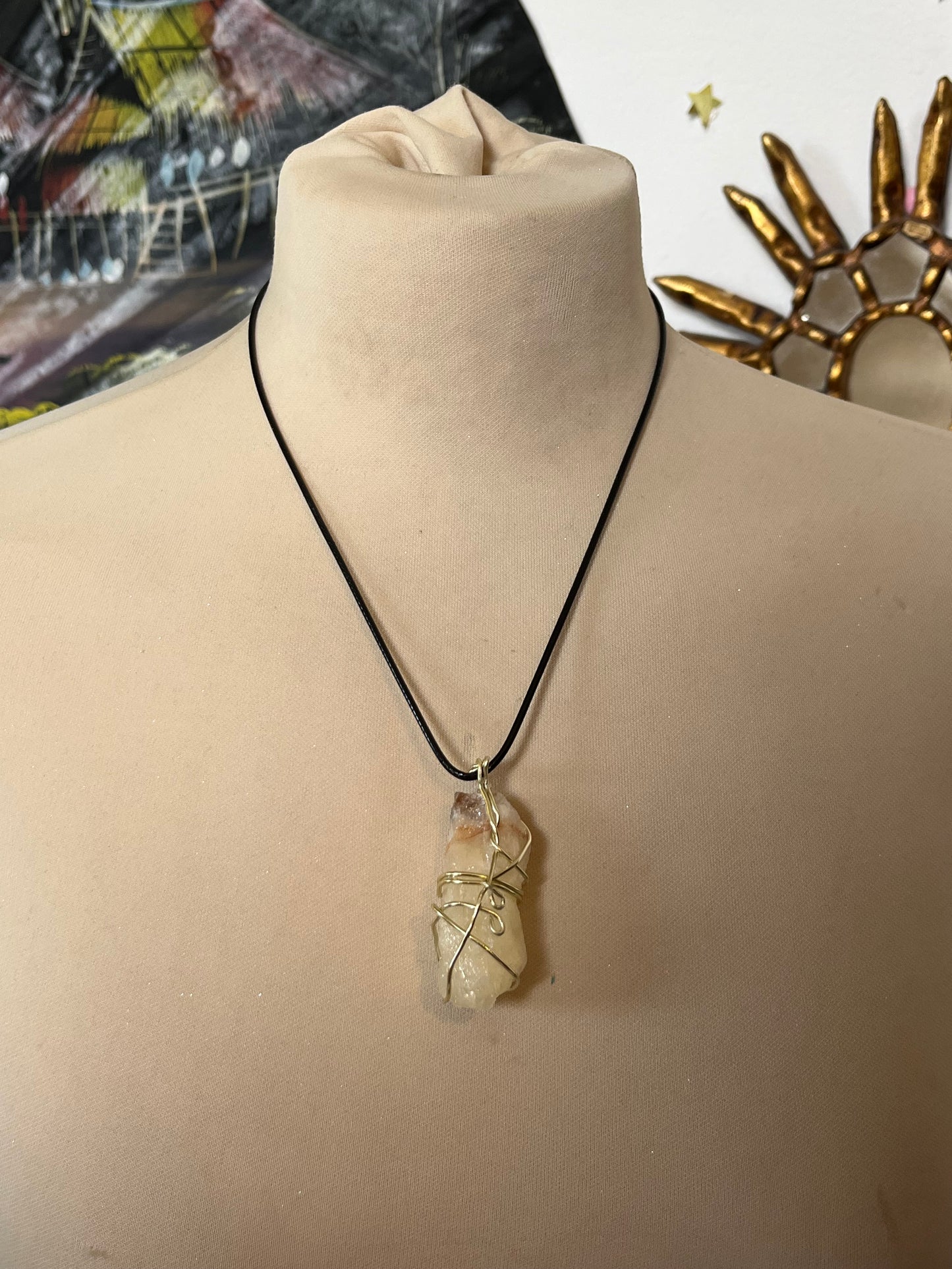 simple wire necklace real stone