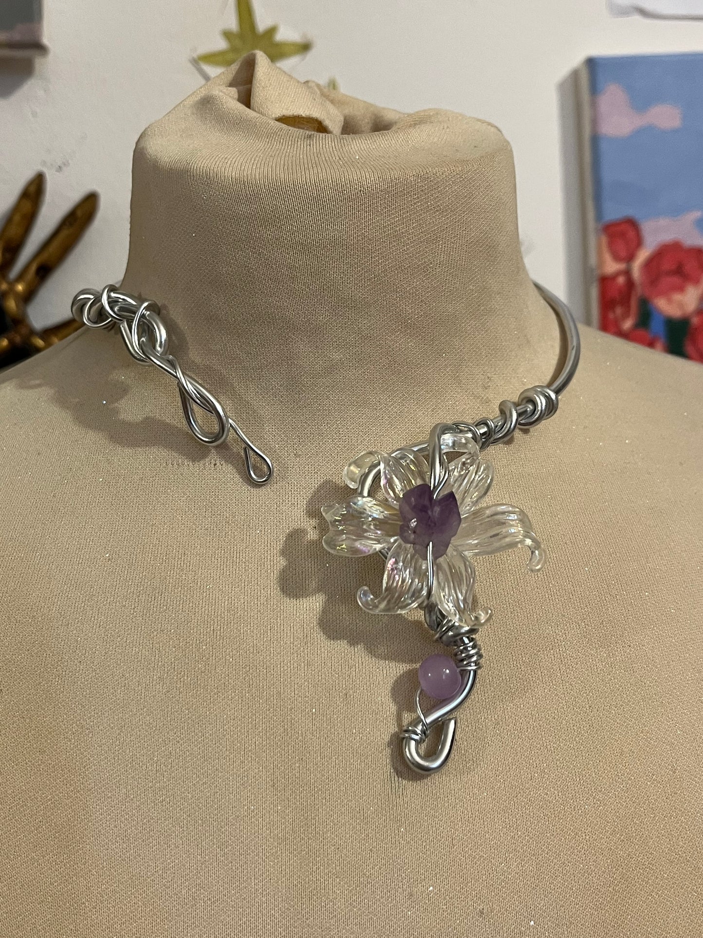 flower necklace AMETISTA