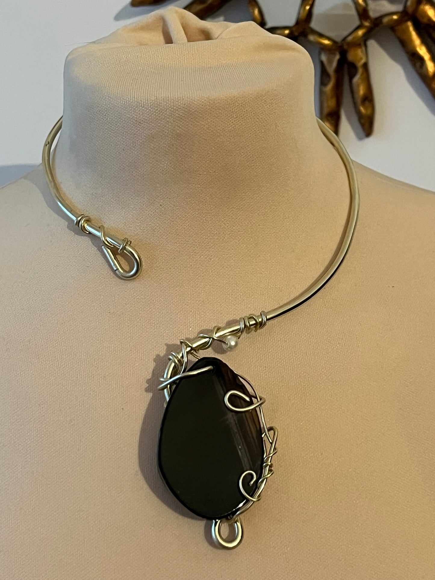 black agate bead necklace