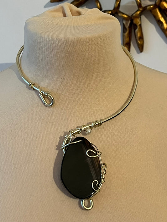 black agate bead necklace