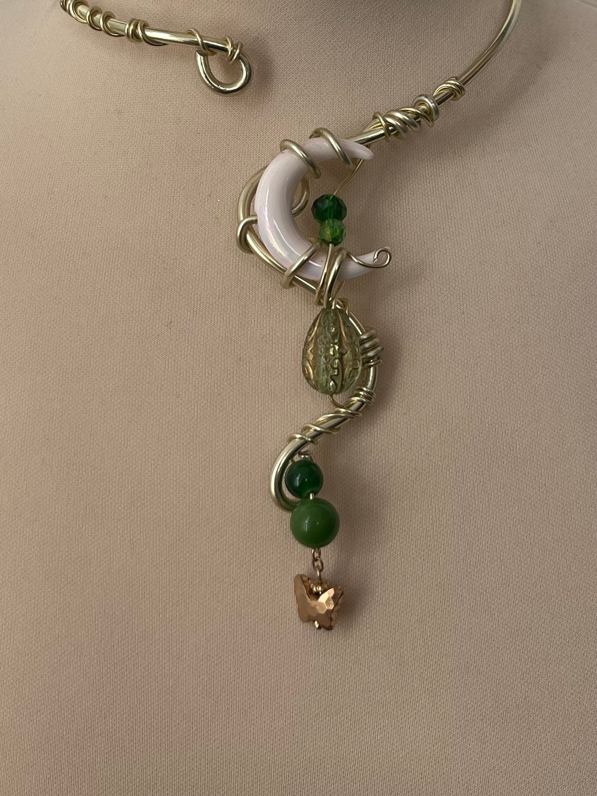 Dewdrop Lily moon necklace