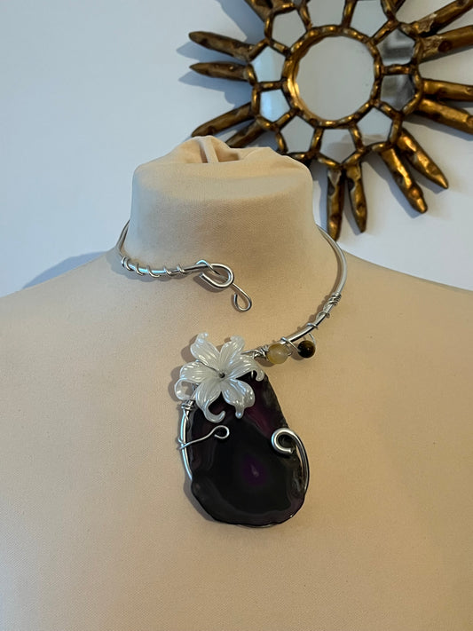 agate flower necklace