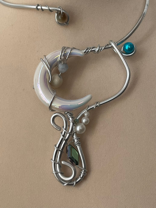 Winter Jasmine moon necklace