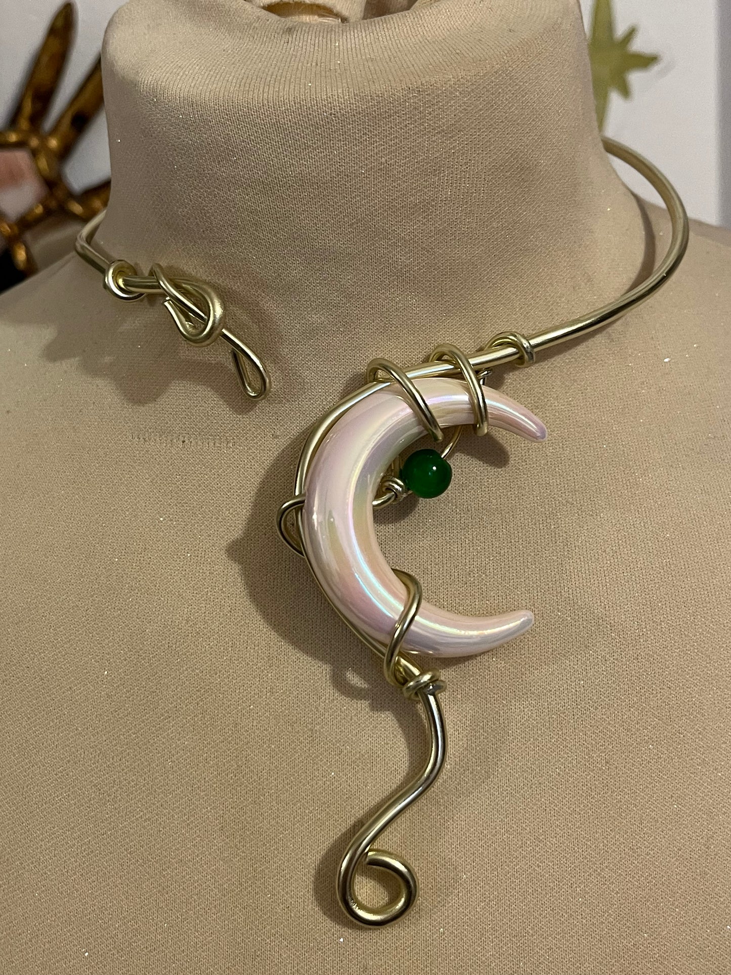 pink moon necklace gold colour