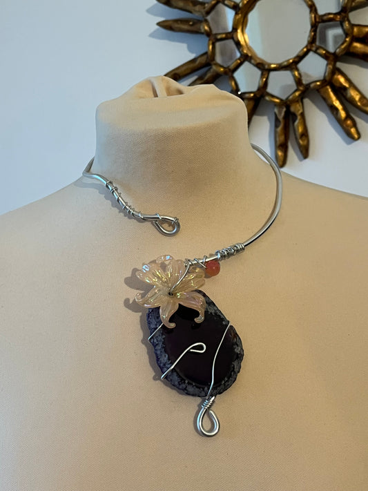 agate flower necklace