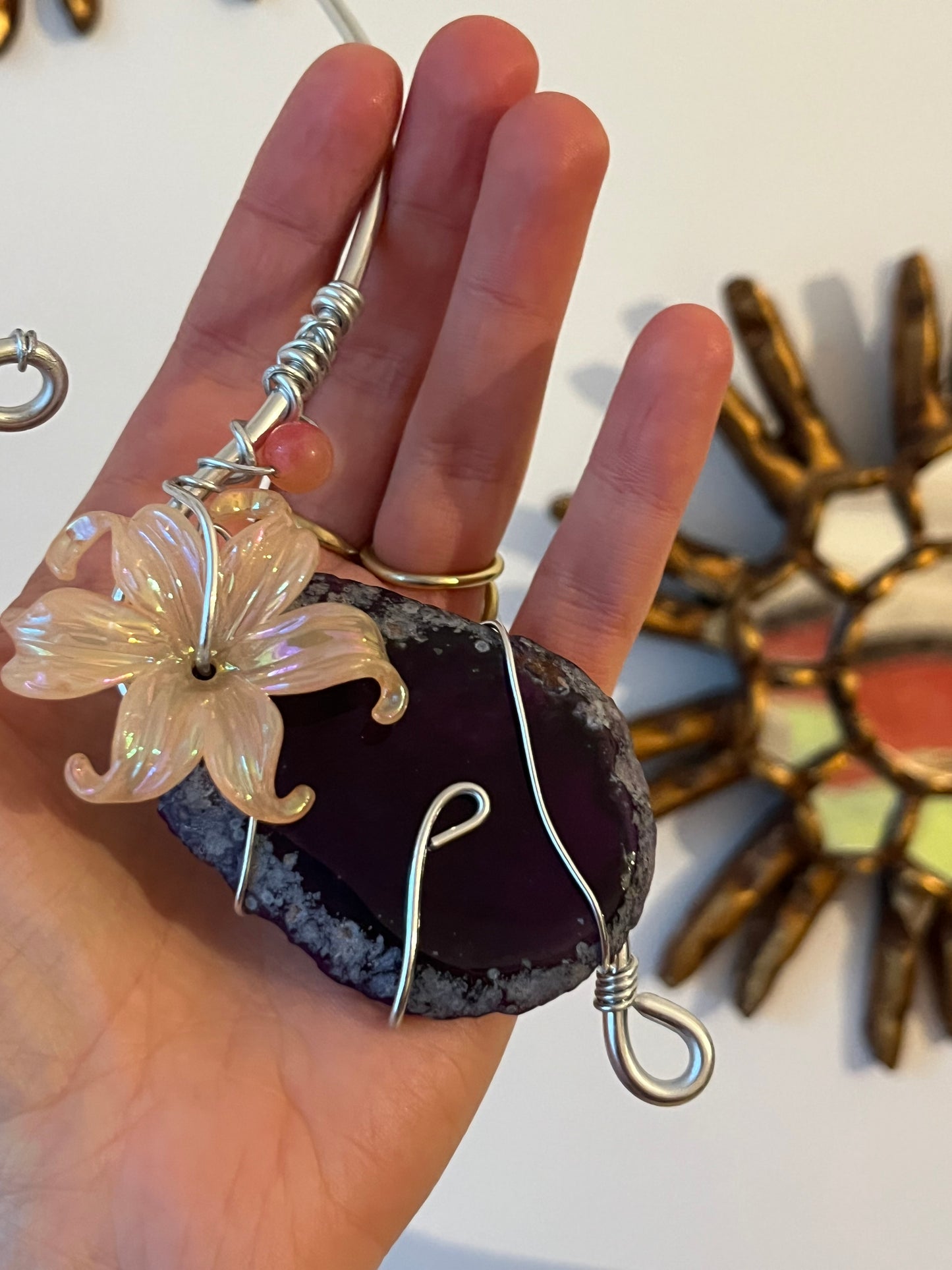 agate flower necklace