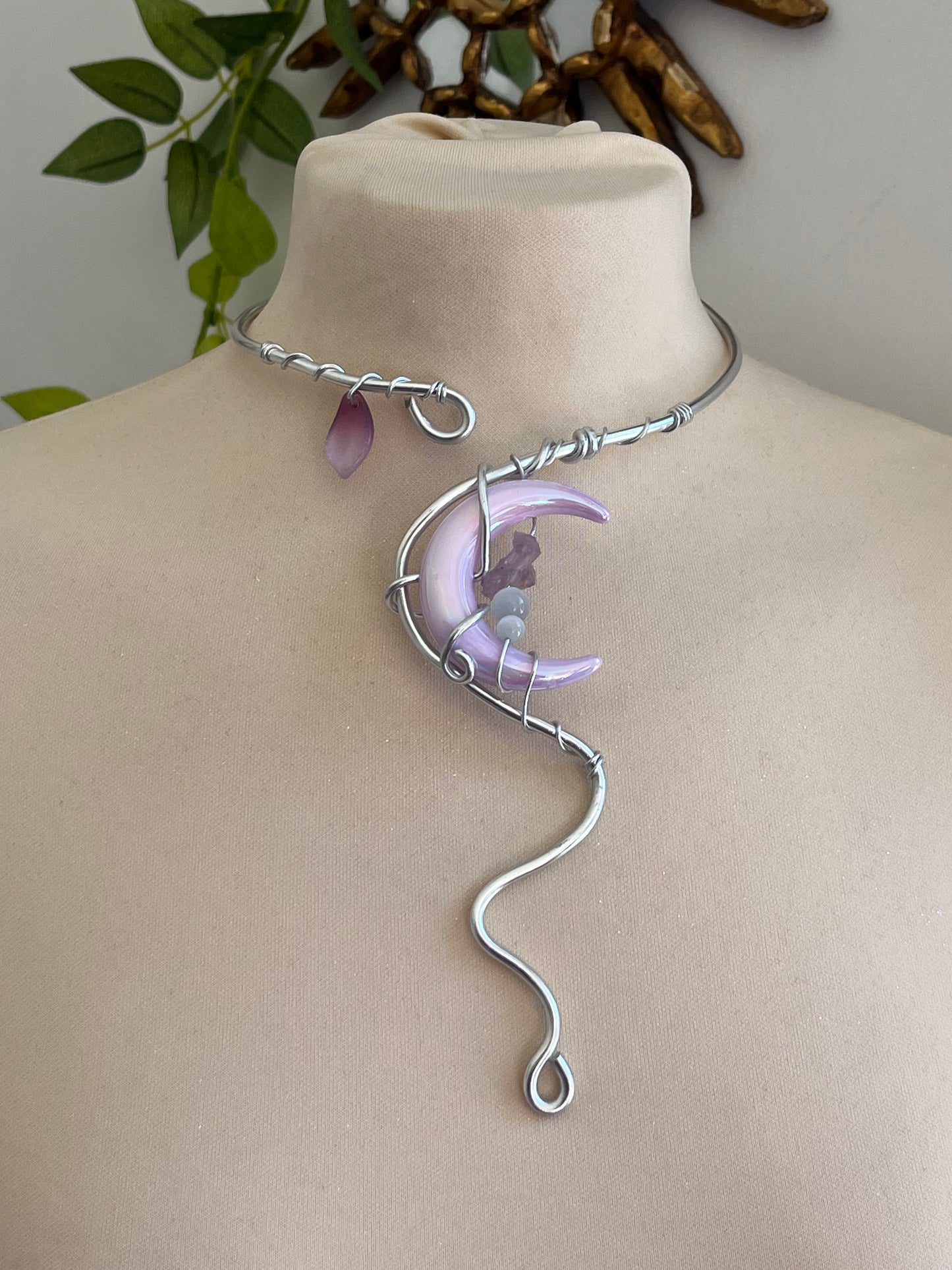 amethyst moon petal necklace