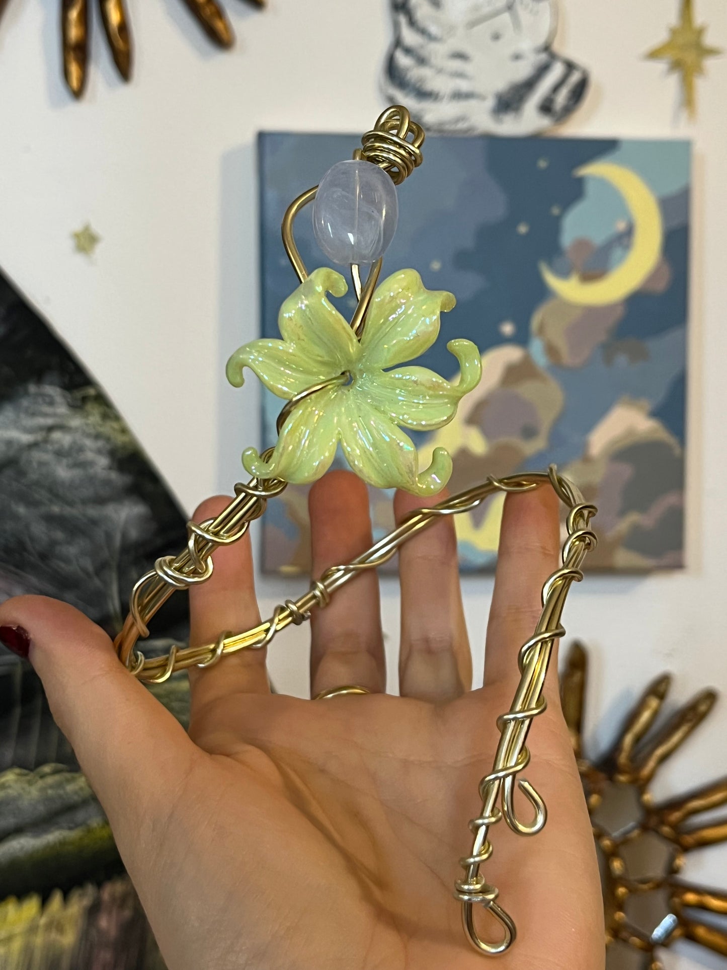 bracelet armcuff green flower fairy