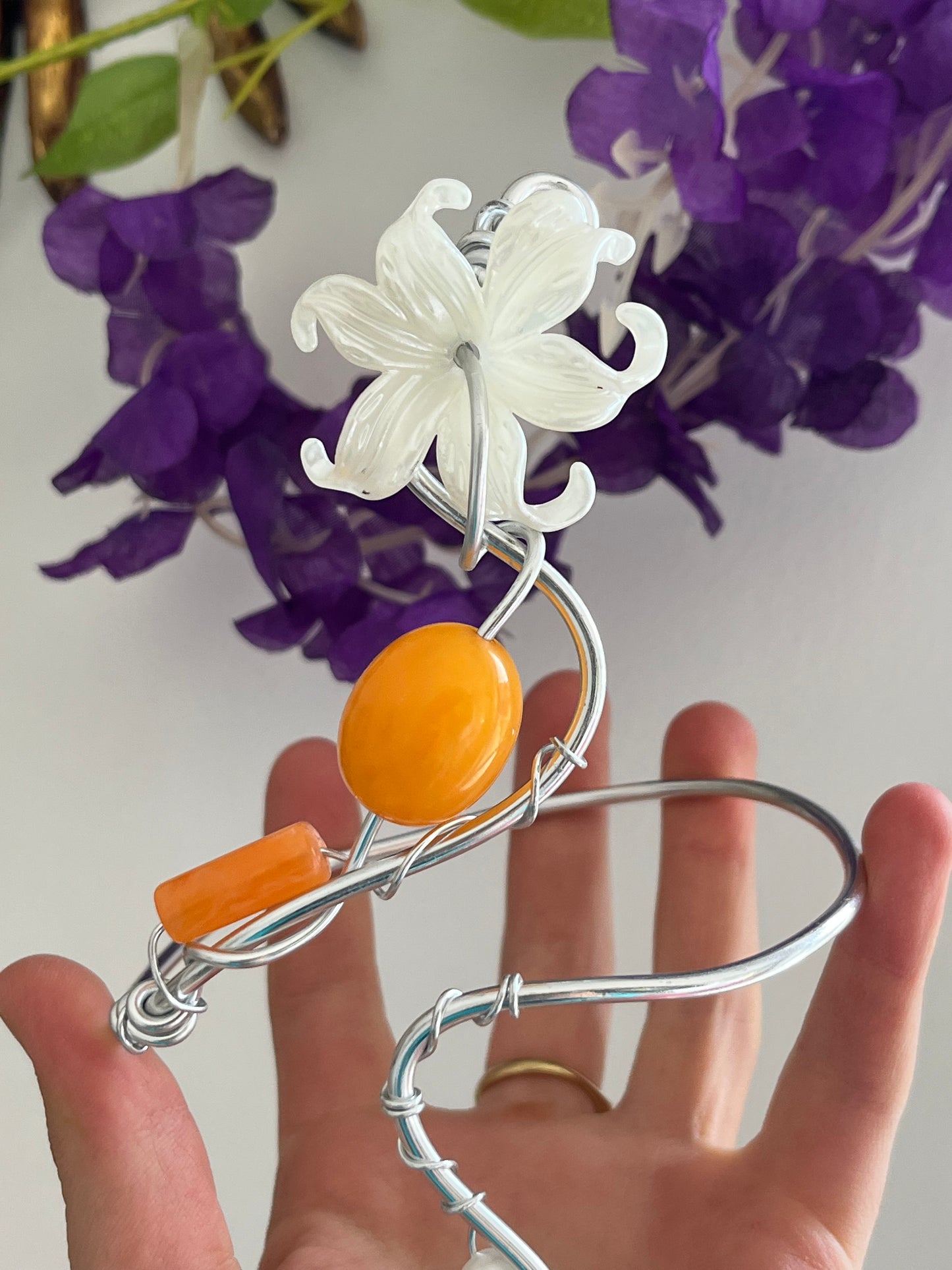 orange ortensia flower armcuff