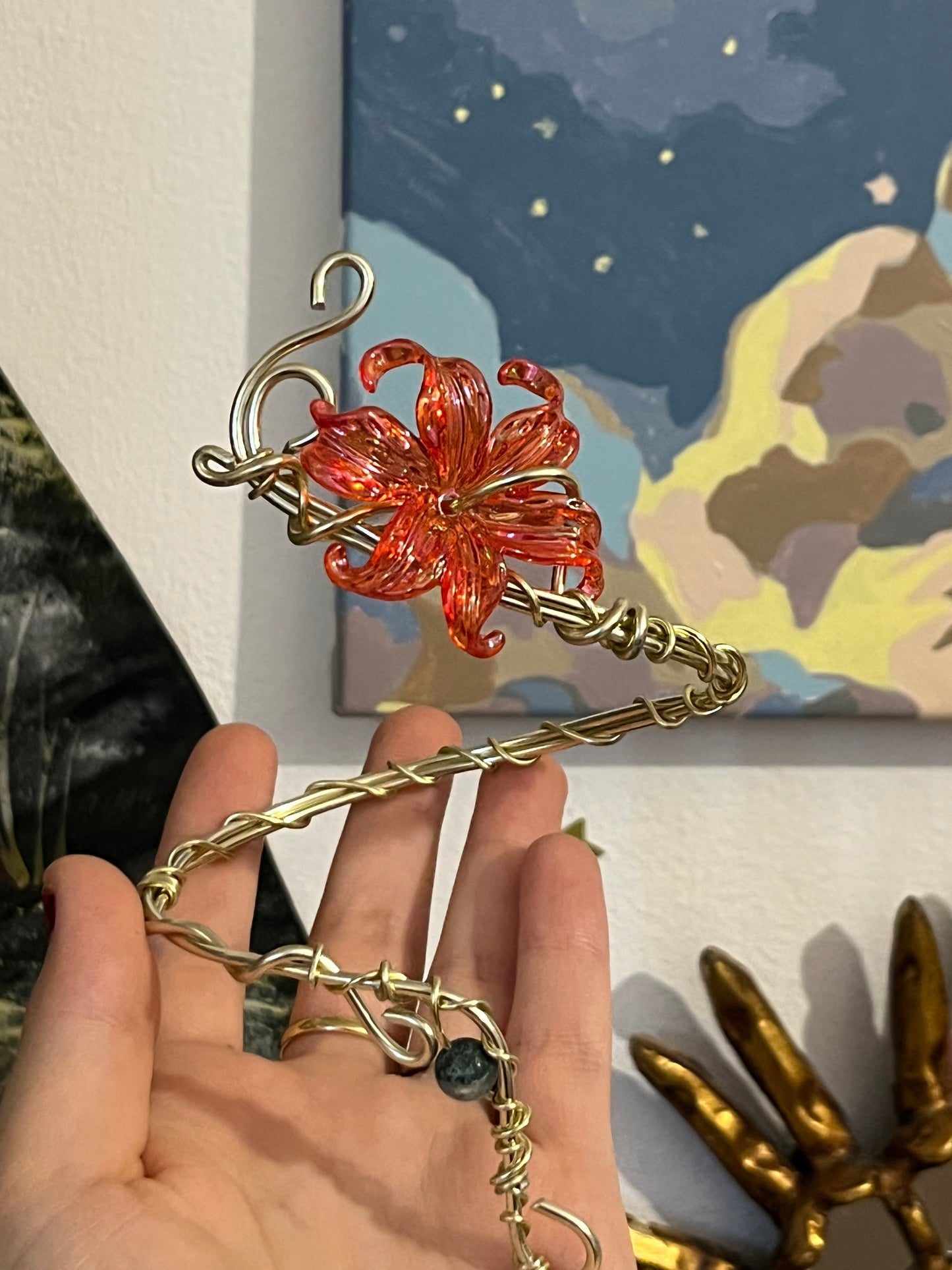 armcuff egypt red flower bead