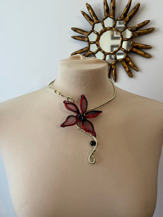 1black red handmade flower