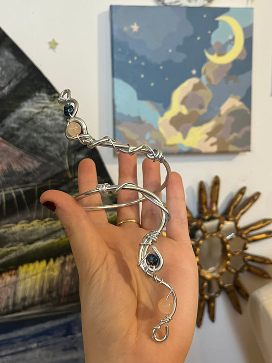 silver colour bracelet real stone