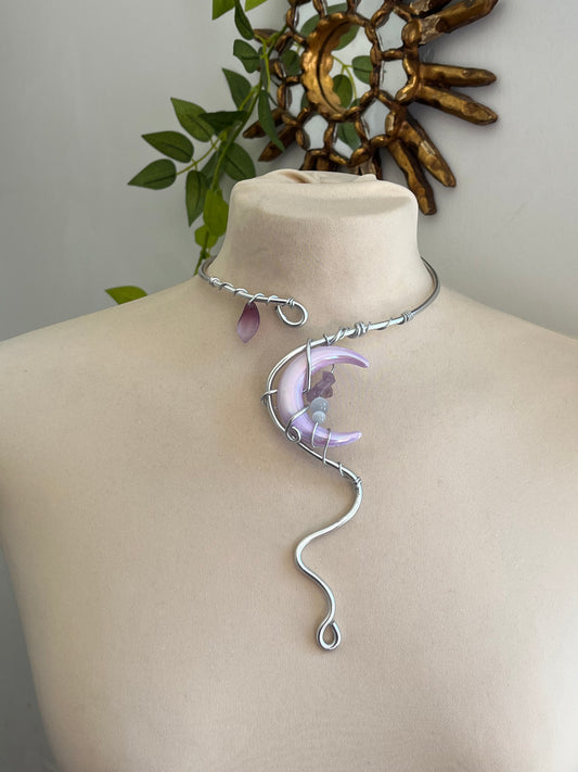 amethyst moon petal necklace