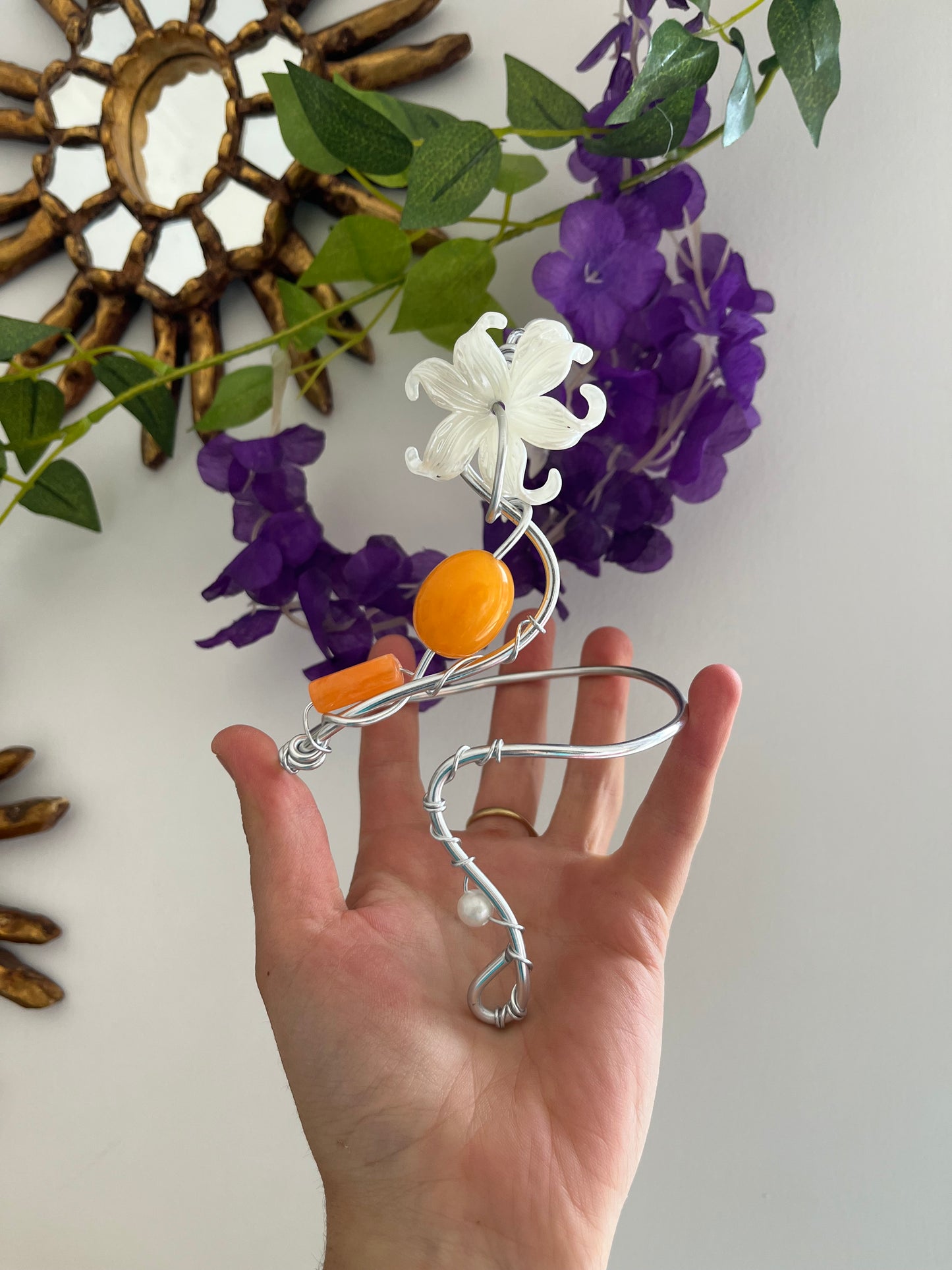 orange ortensia flower armcuff