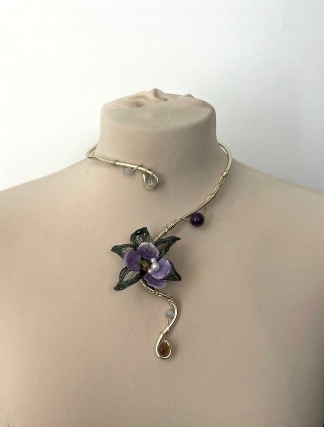 Ethereal Thistle flower necklace