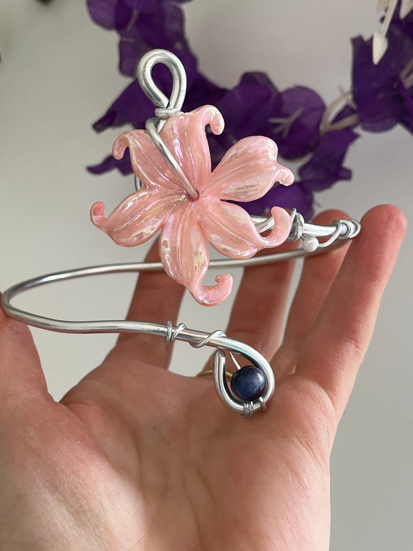 iris blue bead armcuff