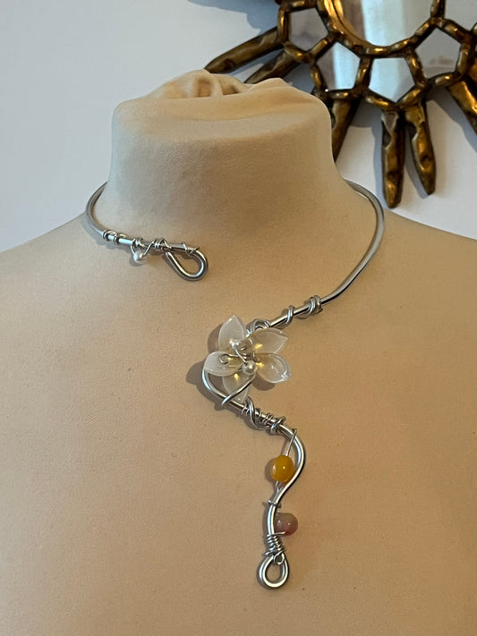 necklace handmade flower glass beads