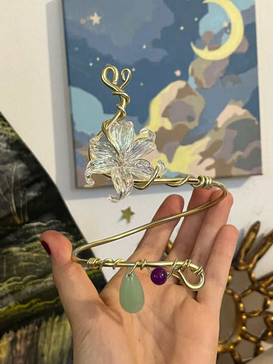 armcuff flower beads green