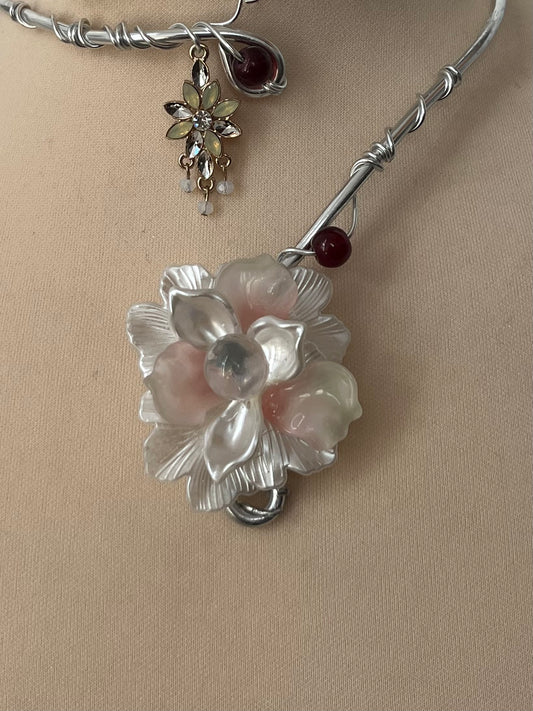Gossamer Iris flower necklace