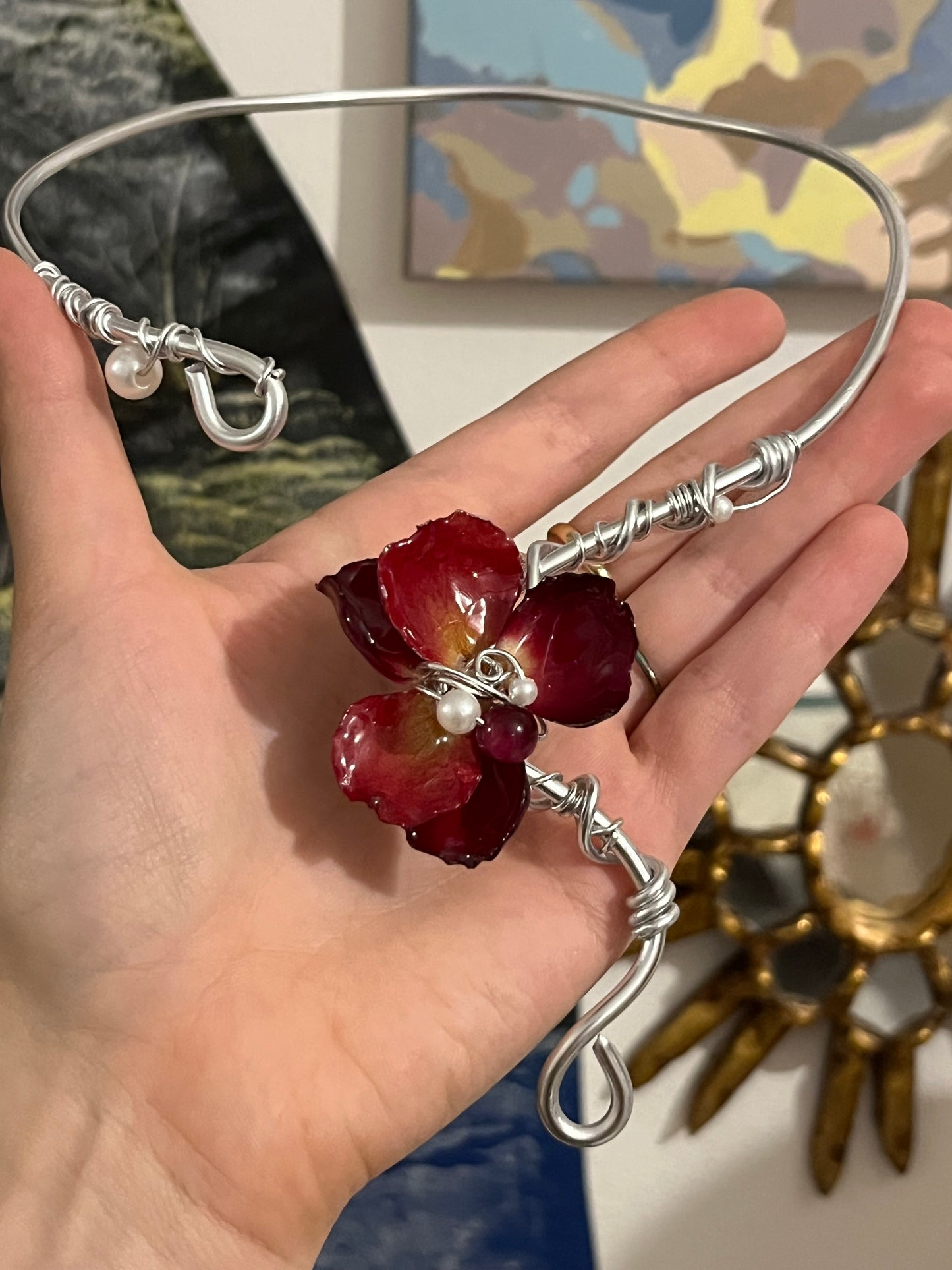 necklace handmade flower red petals