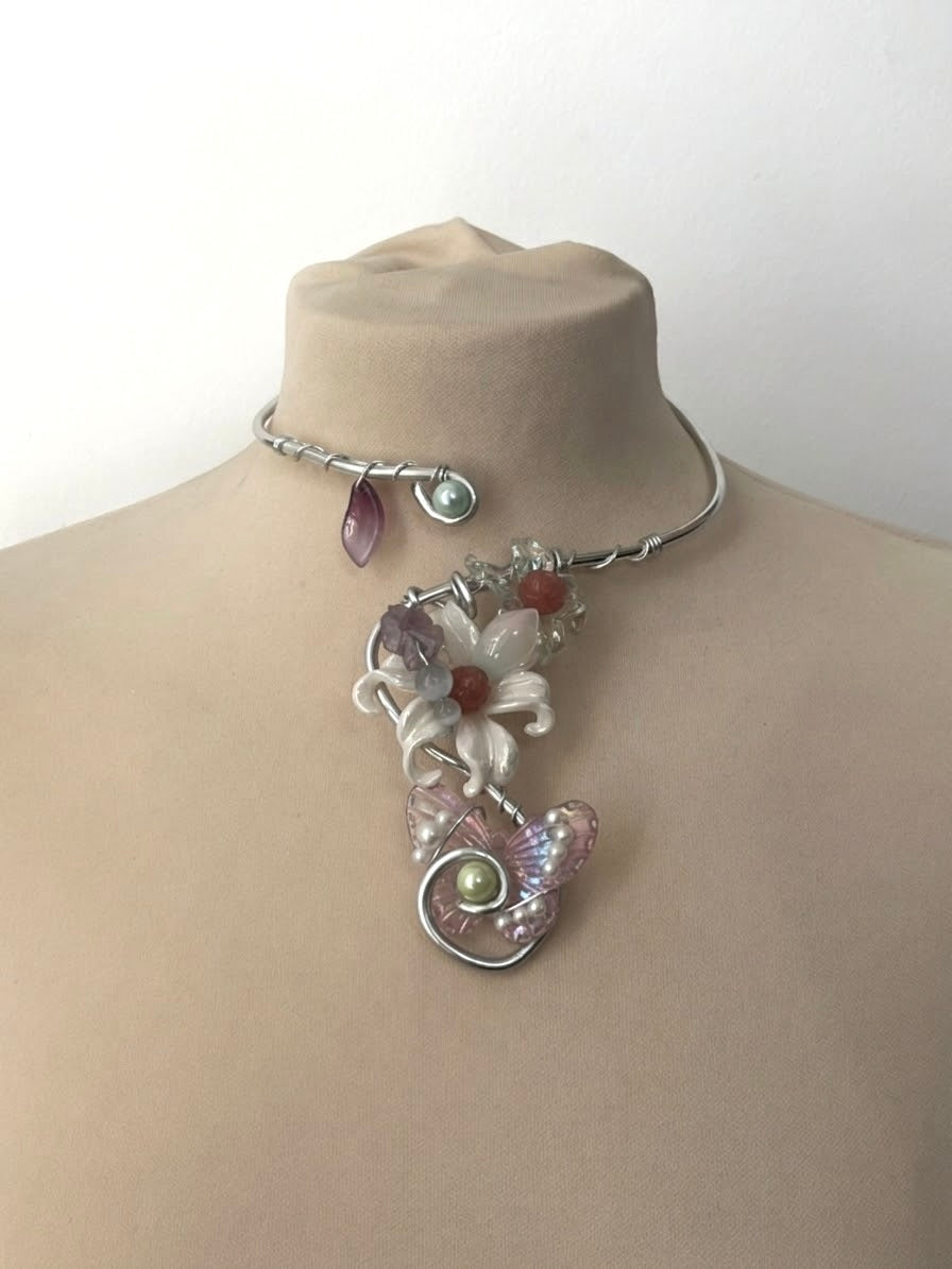 Mist Lotus in butterfly forest necklace
