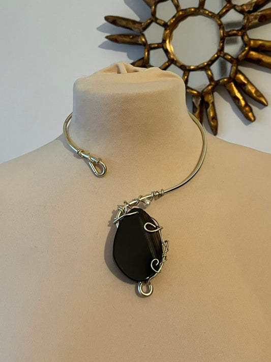 black agate bead necklace