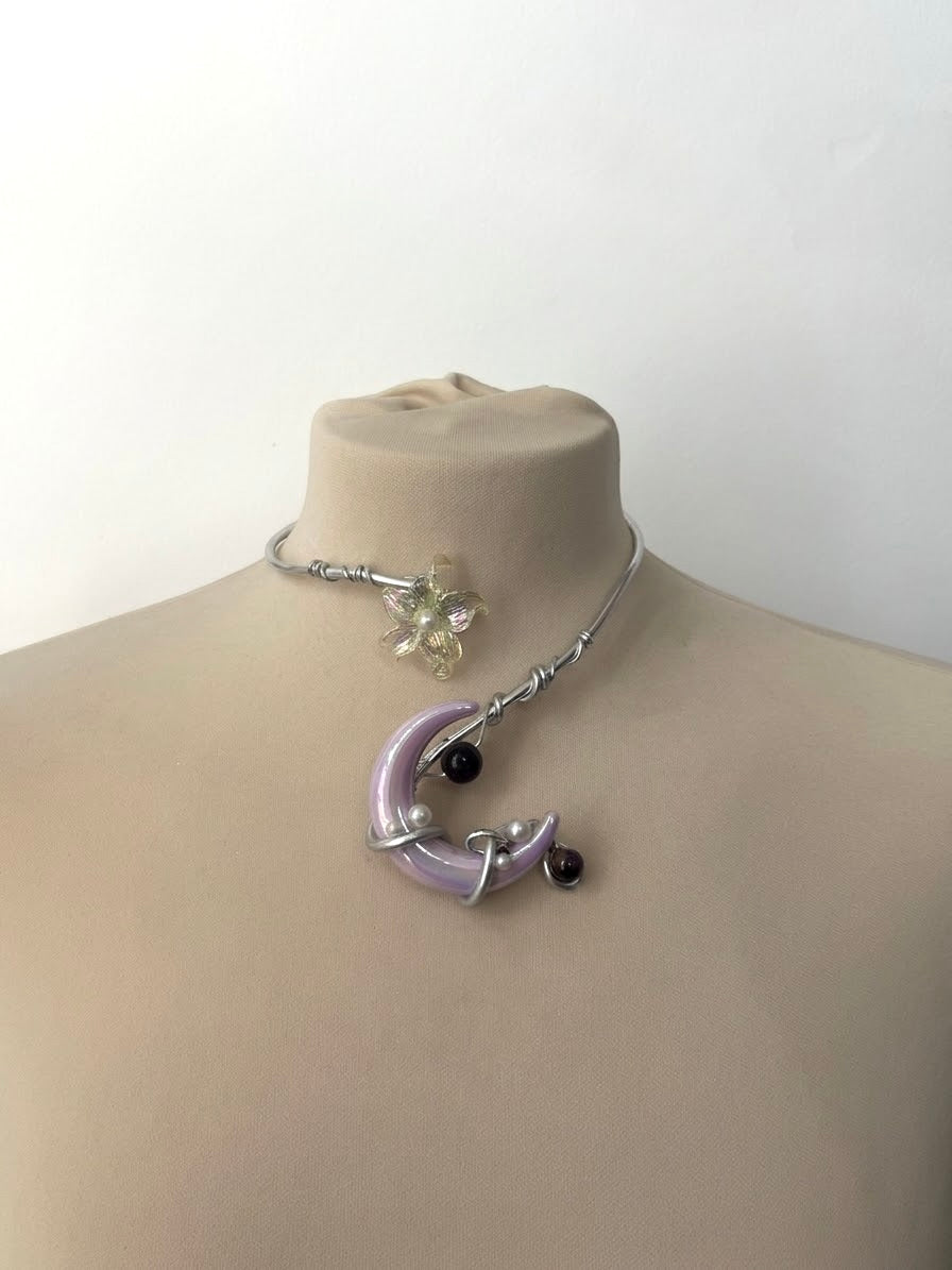 Opalescent Flora moon choker/necklace