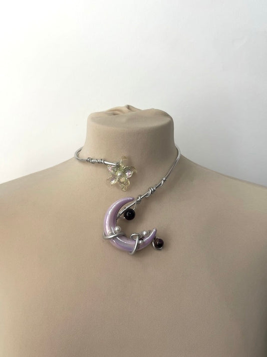 Opalescent Flora moon choker/necklace