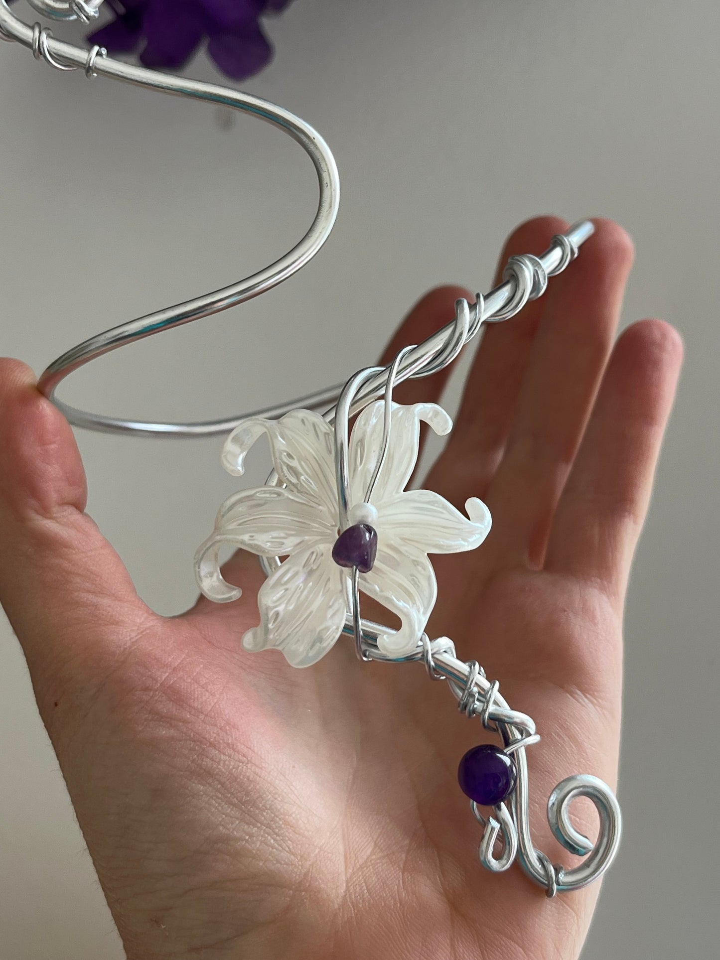 purple lily flower armcuff
