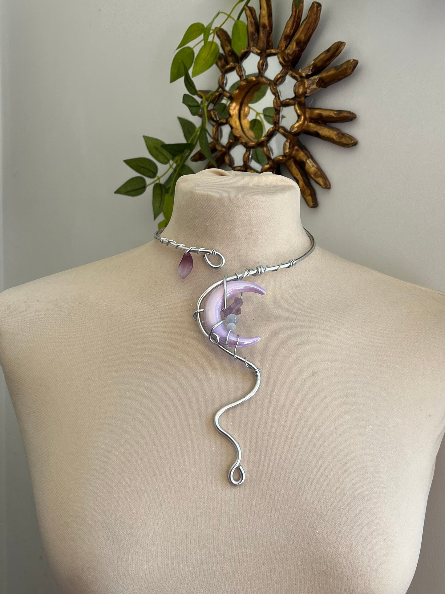 amethyst moon petal necklace