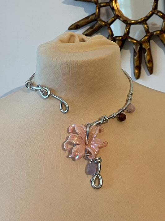 necklace amethyst flower beads