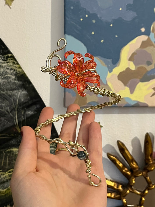 armcuff egypt red flower bead