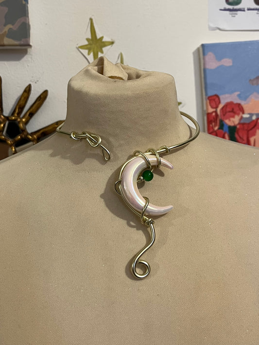 pink moon necklace gold colour