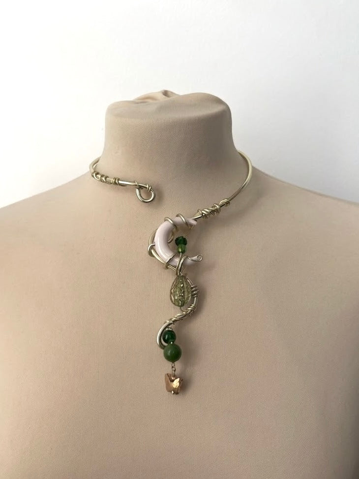 Dewdrop Lily moon necklace