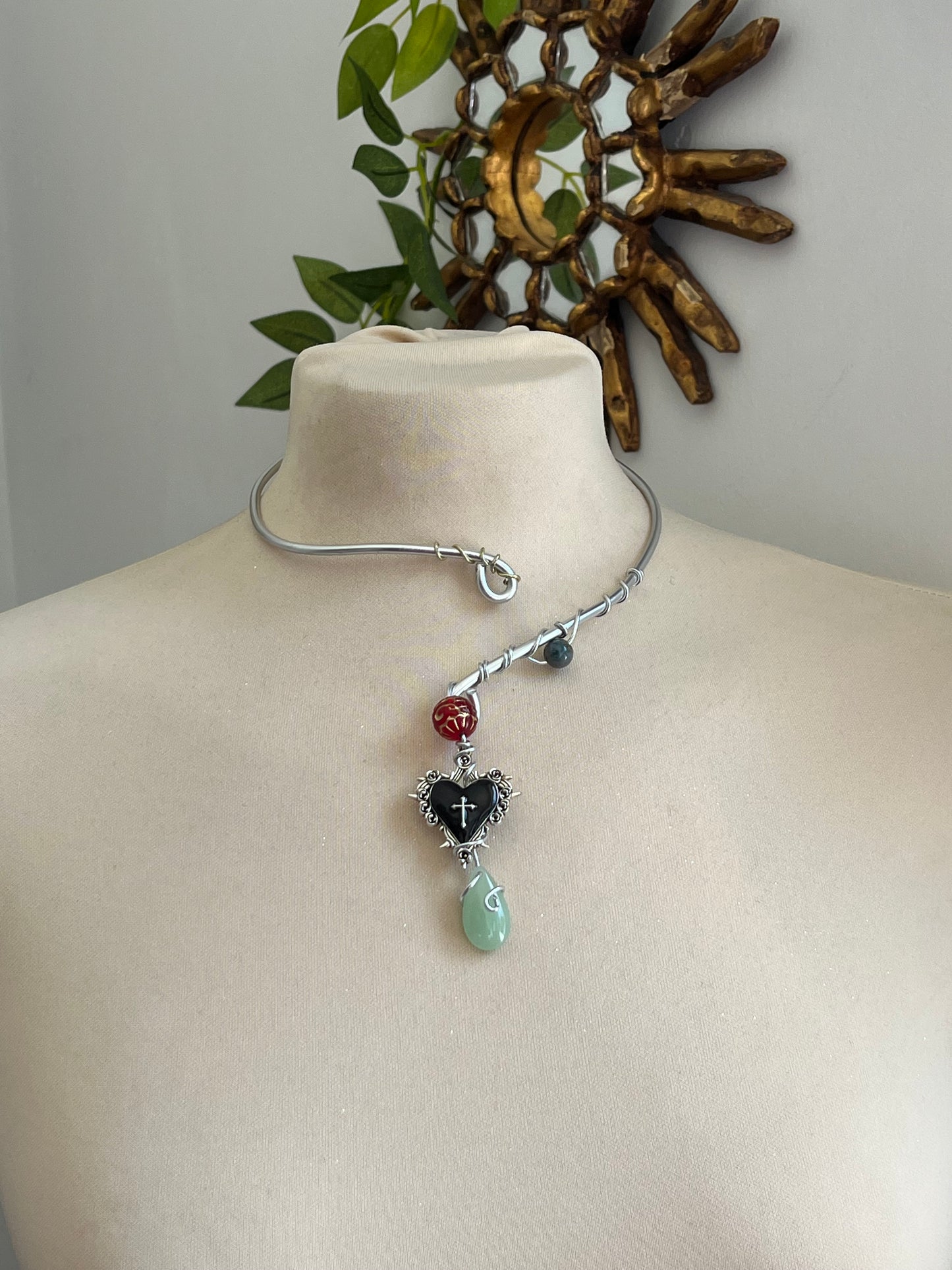 strawberry gothic heart necklace