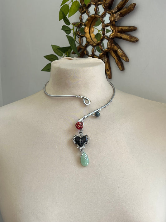 strawberry gothic heart necklace