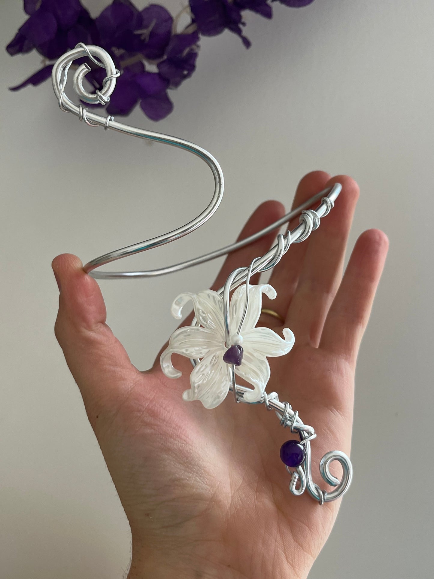 purple lily flower armcuff