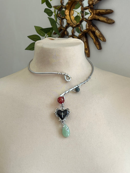 strawberry gothic heart necklace