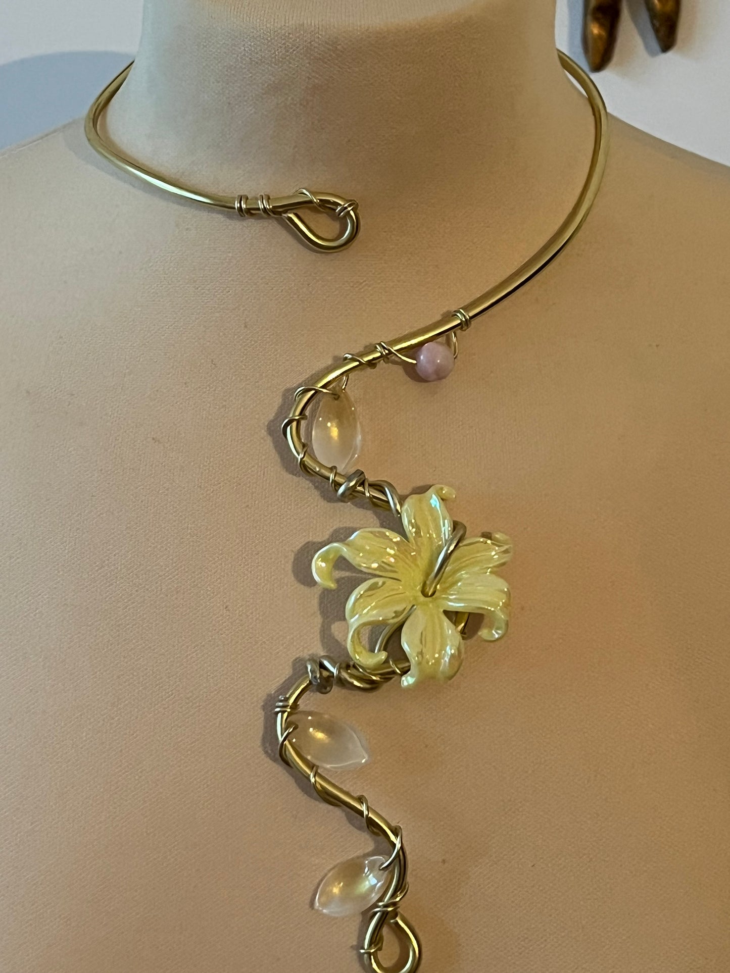 necklace yellow flower petals