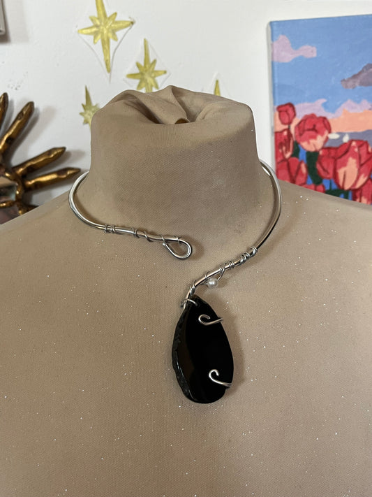 collana agata nera colore argento