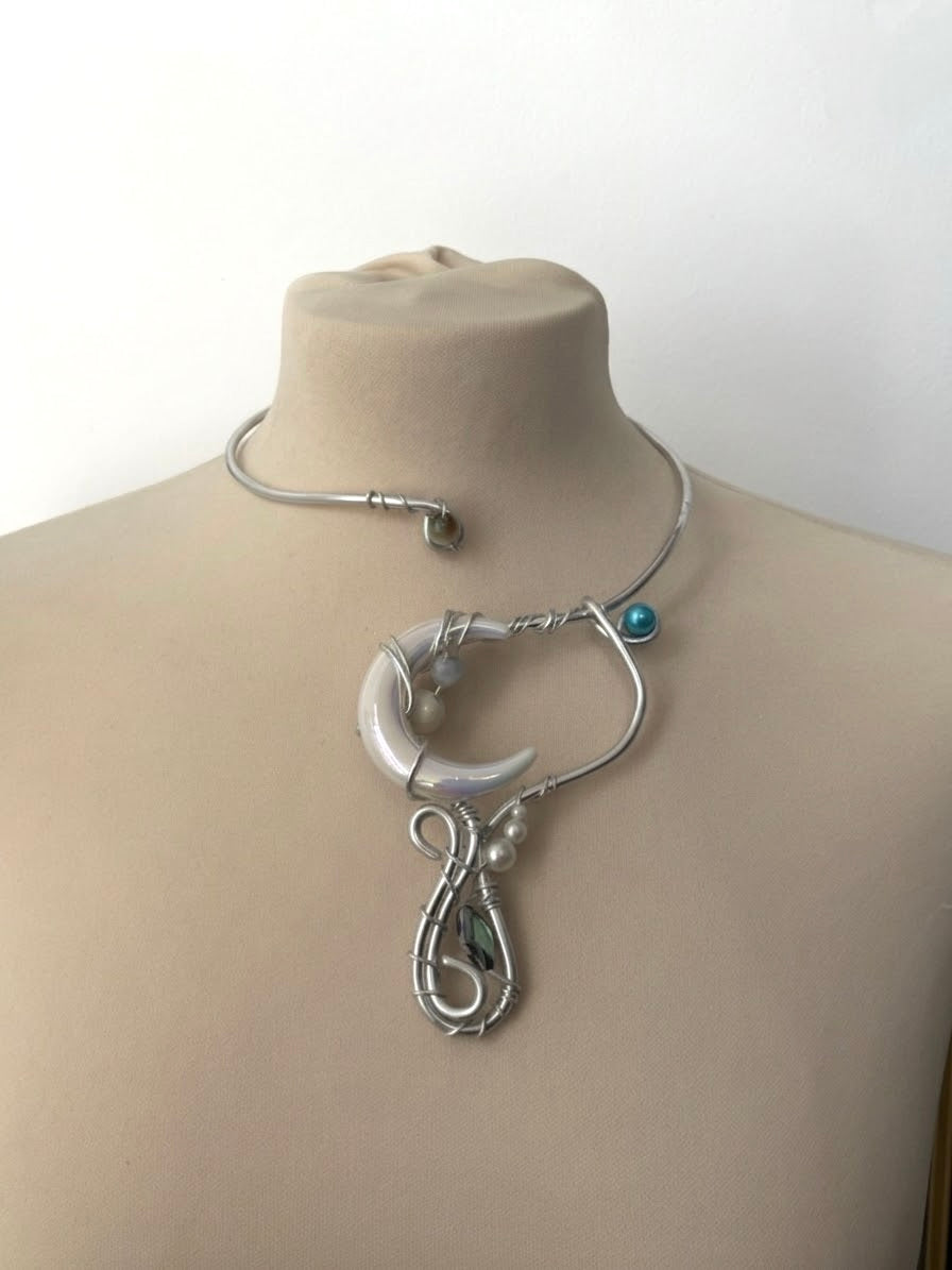 Winter Jasmine moon necklace