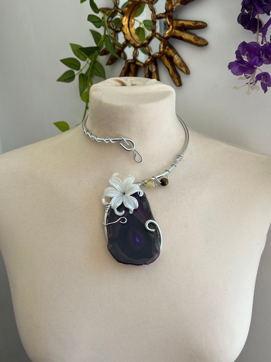 jasmine agate moon beads necklace