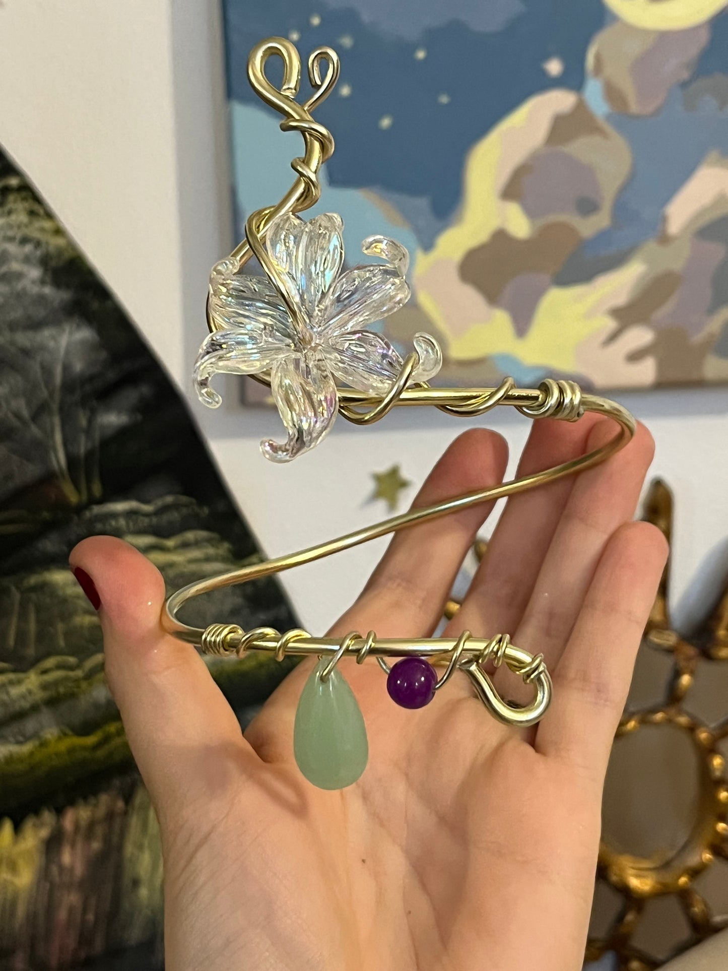 armcuff flower beads green